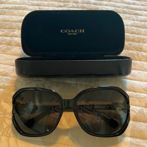 Coach black sunglasses with gold flowers with case
